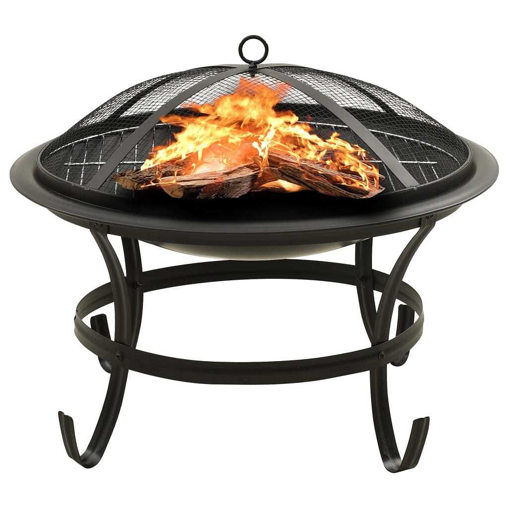 2-in-1 fire pit and bbq with poker 22"x22"x19.3" steel