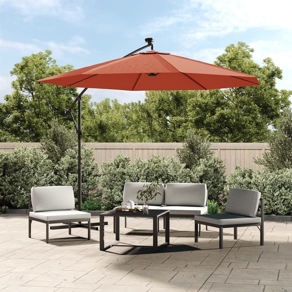 Cantilever garden parasol terracotta polyester, steel large