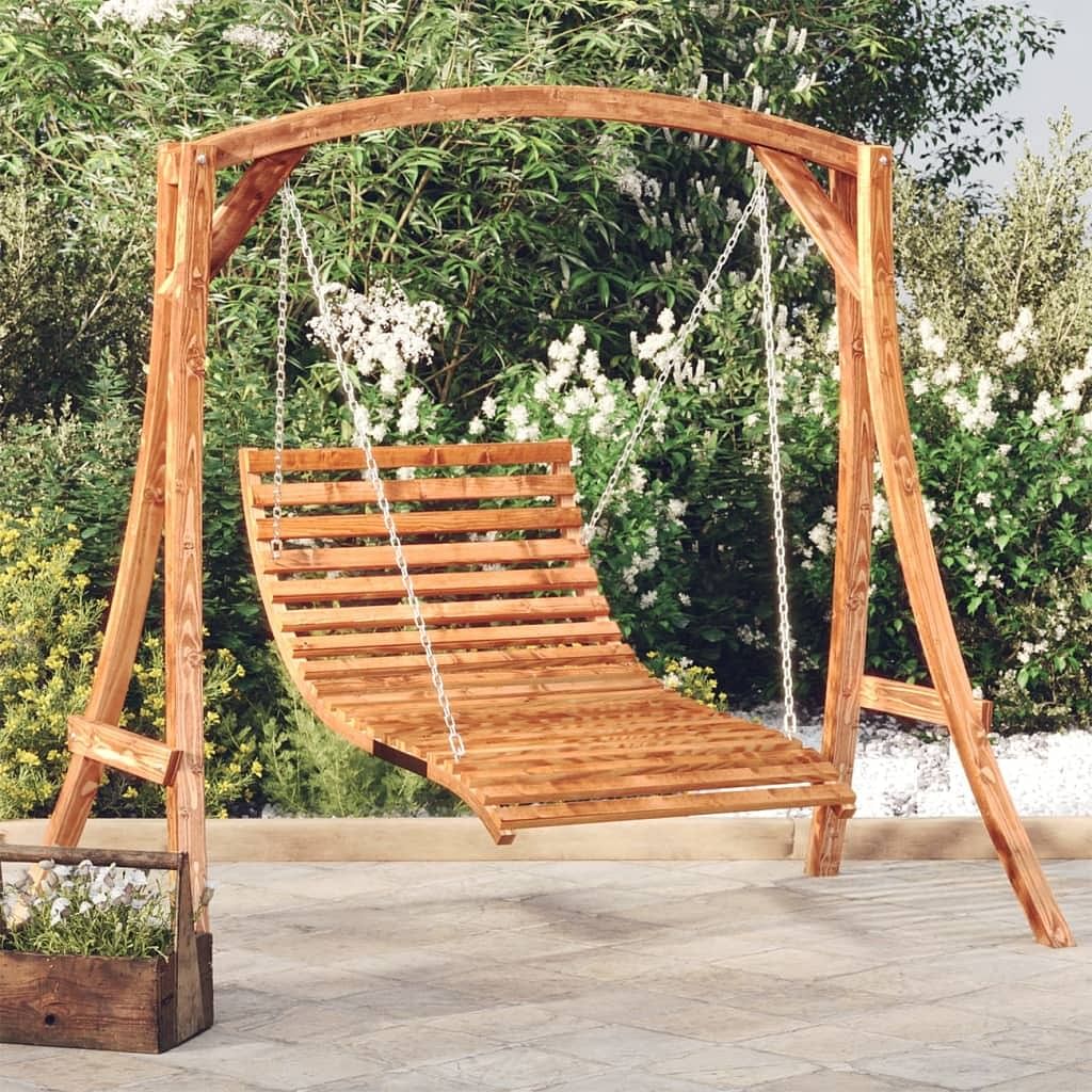 Swing bed teak solid bent wood with teak finish