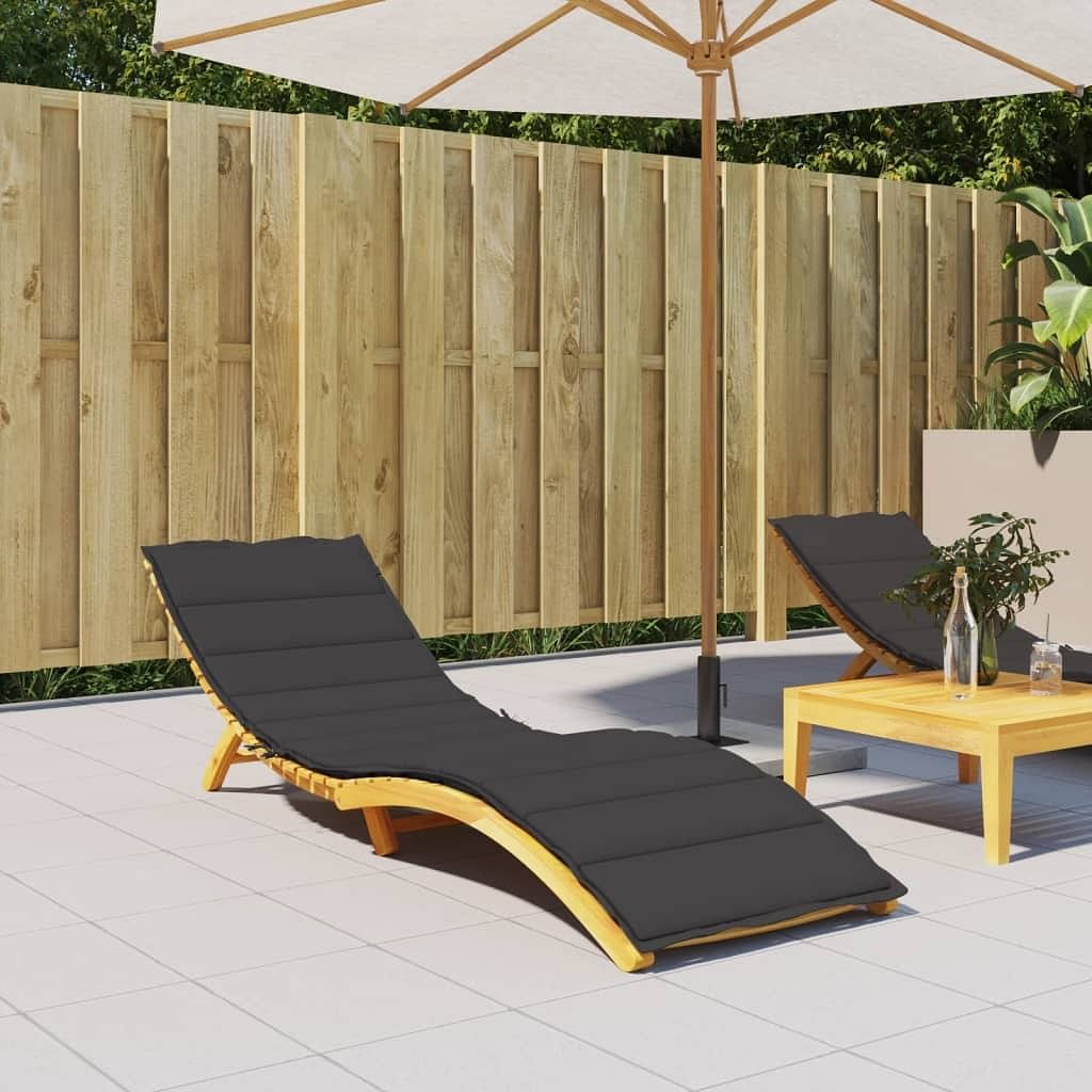 Sun lounger cushion black oxford fabric (100% polyester), foam fiber