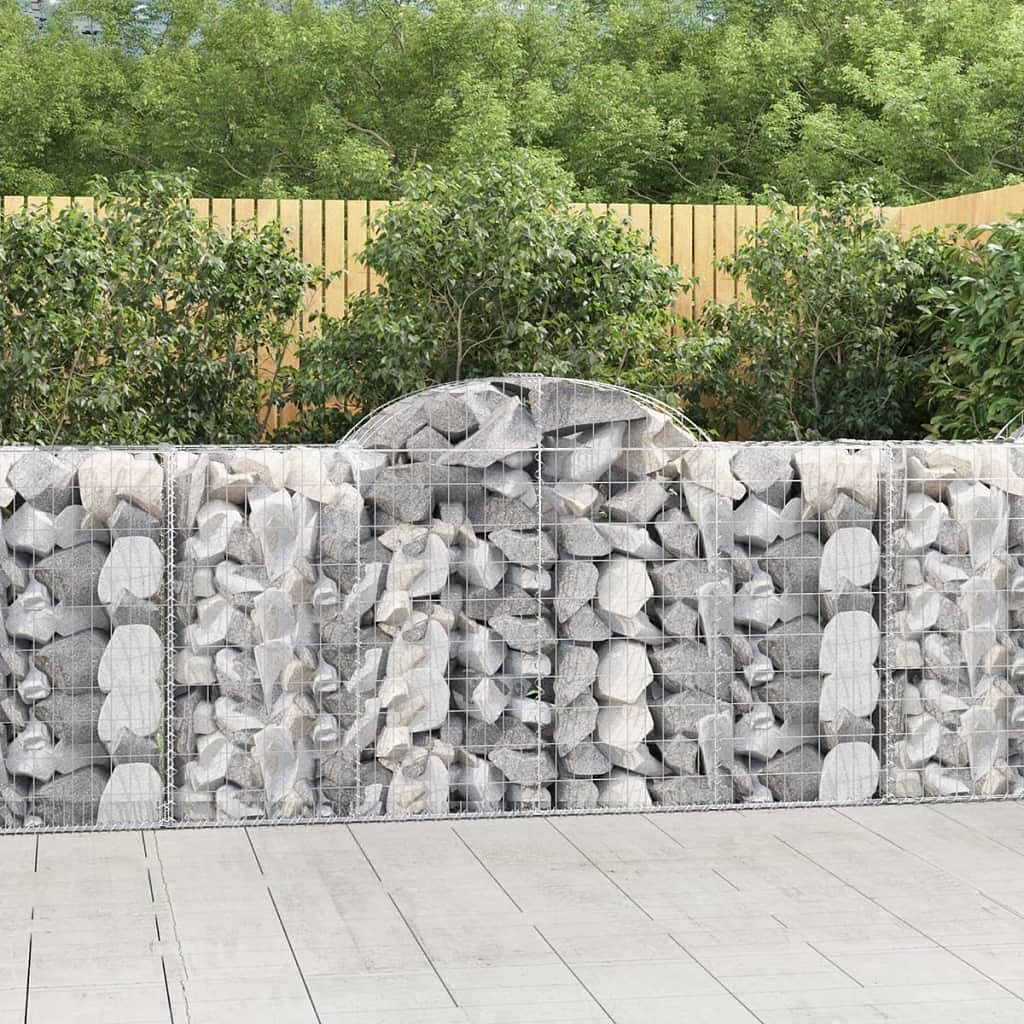 Gabion basket set of 5 silver galvanized iron large