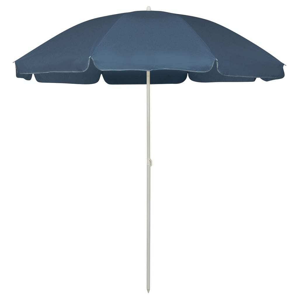 Beach parasol blue polyester medium tiltable beach parasol