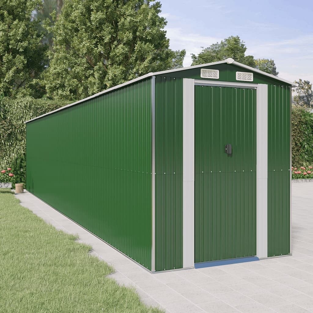 Garden shed green galvanized steel large storage garden shed