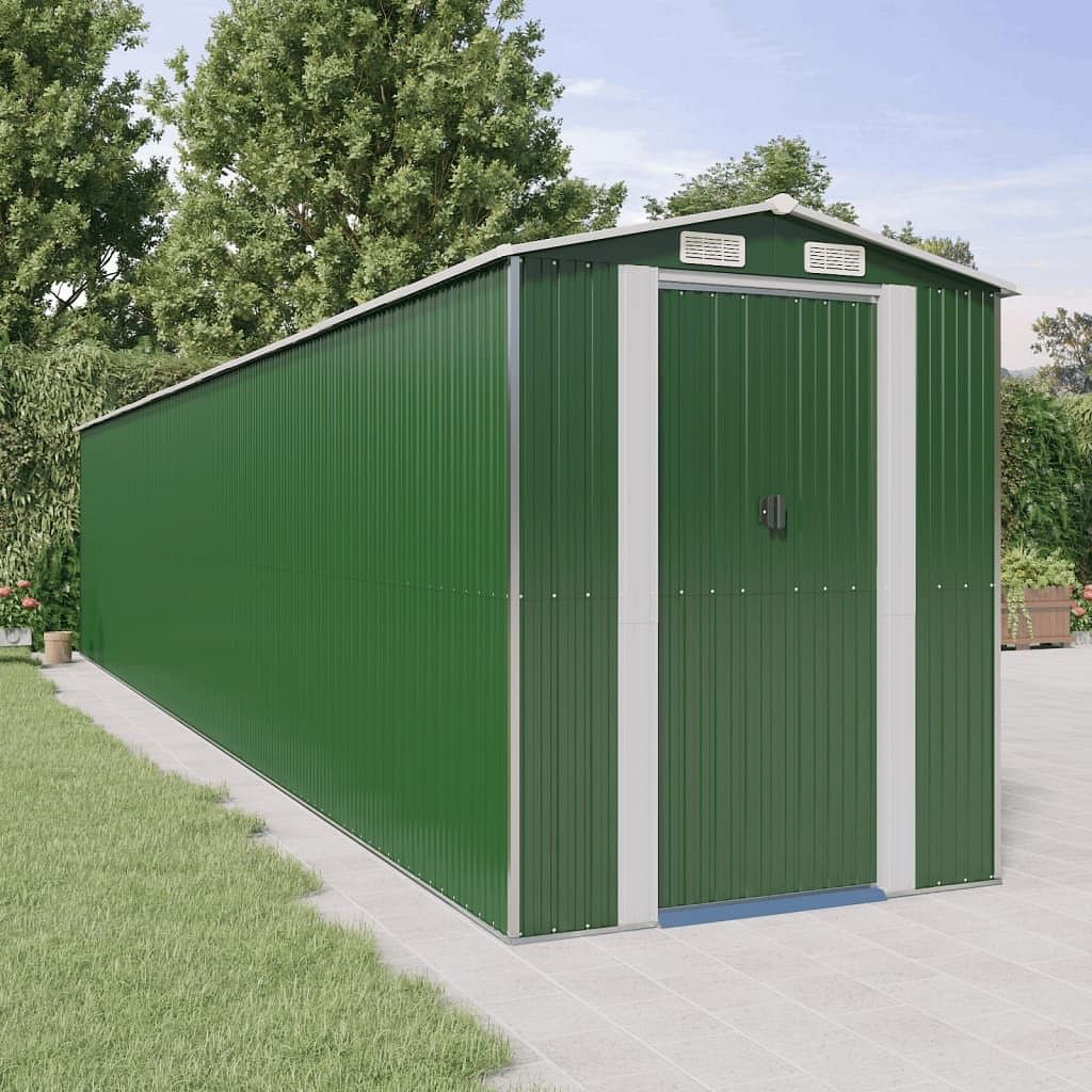 Garden shed green galvanized steel large garden shed