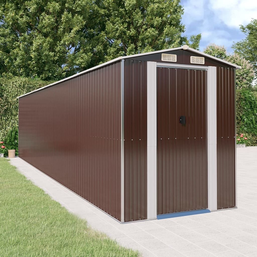 Garden shed dark brown galvanized steel large garden shed