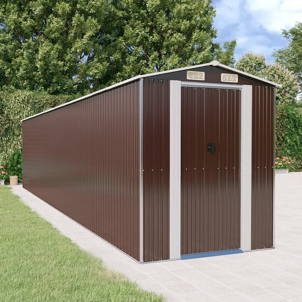 Garden shed dark brown galvanized steel large garden shed