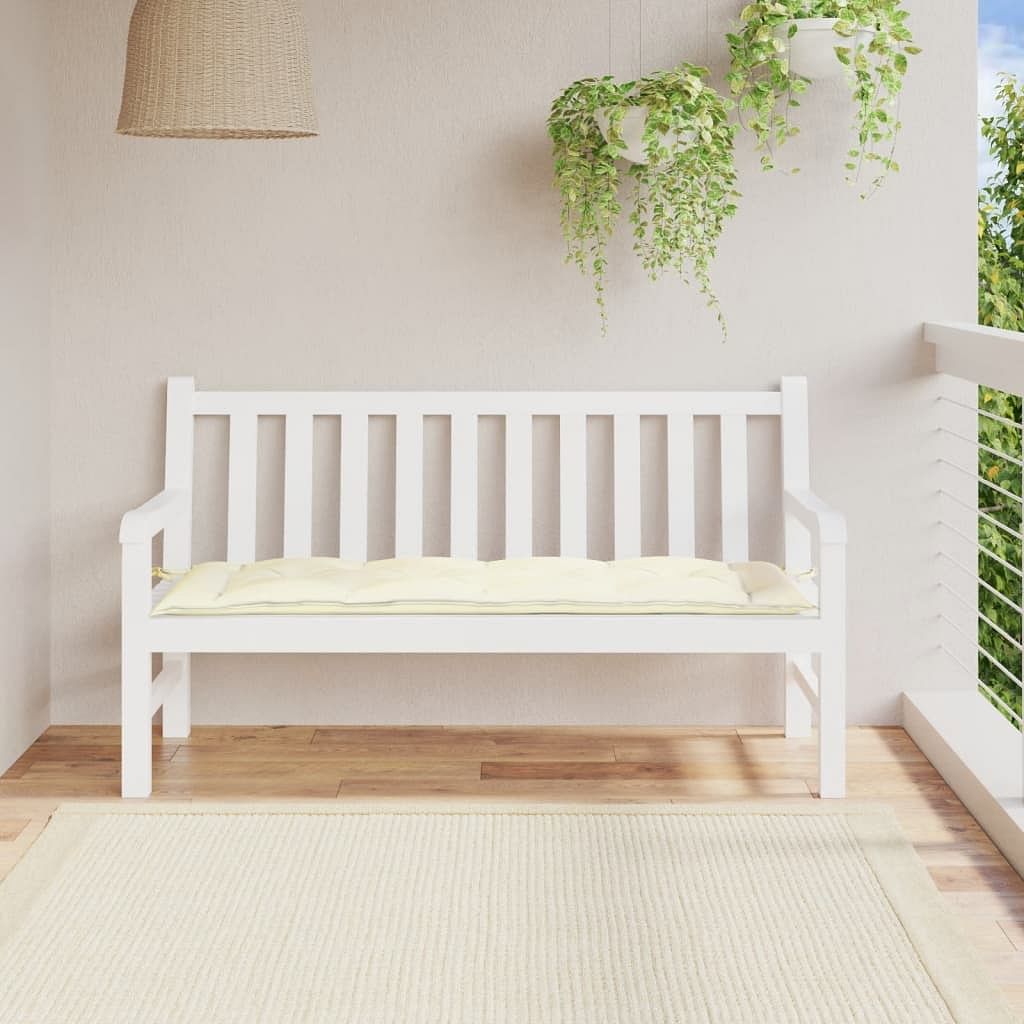 Garden bench cushion cream white oxford fabric (100% polyester)