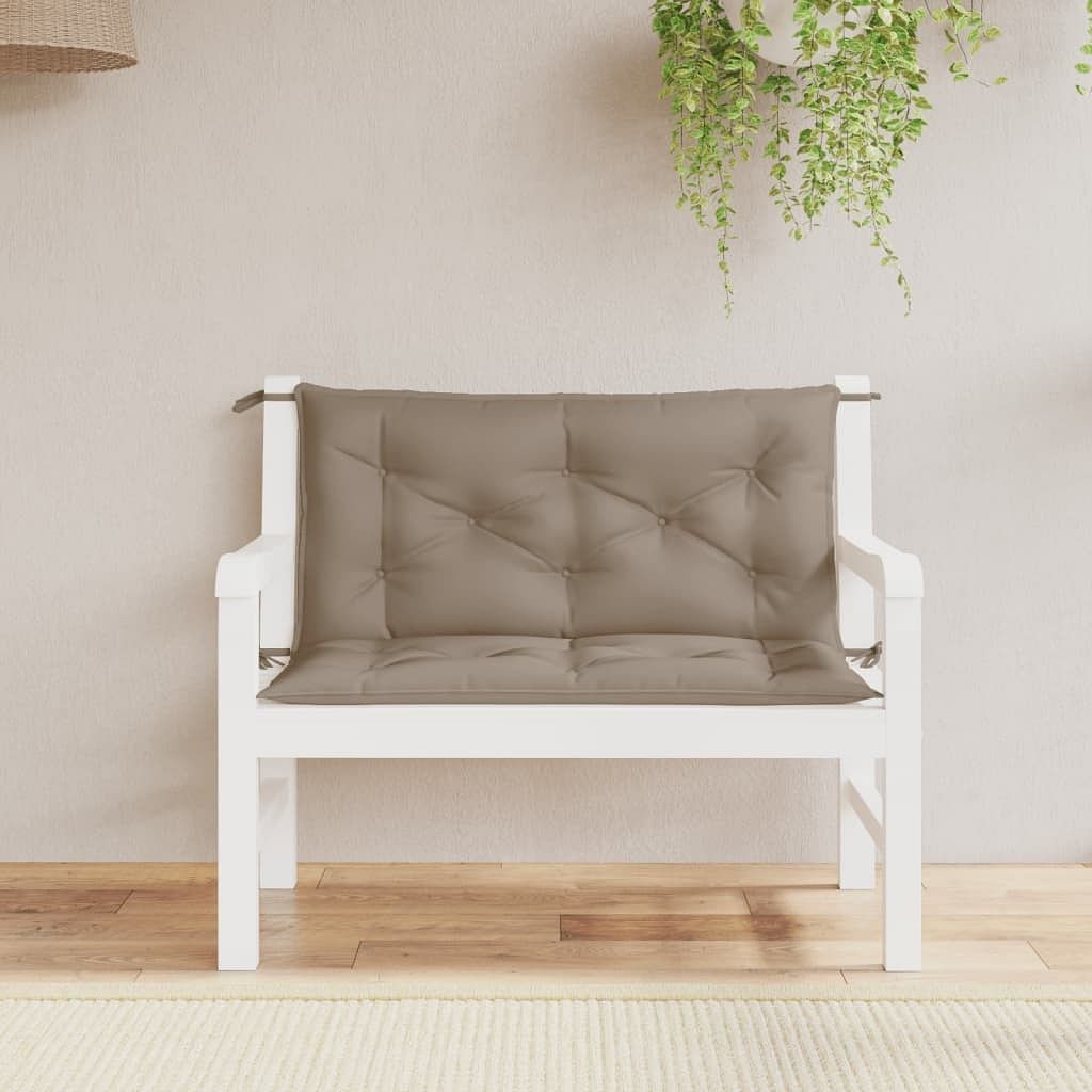 Garden bench cushion set of 2 taupe oxford fabric (100% polyester)