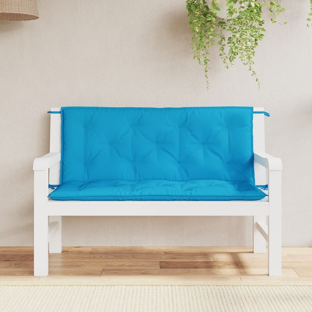 Garden bench cushion set of 2 light blue