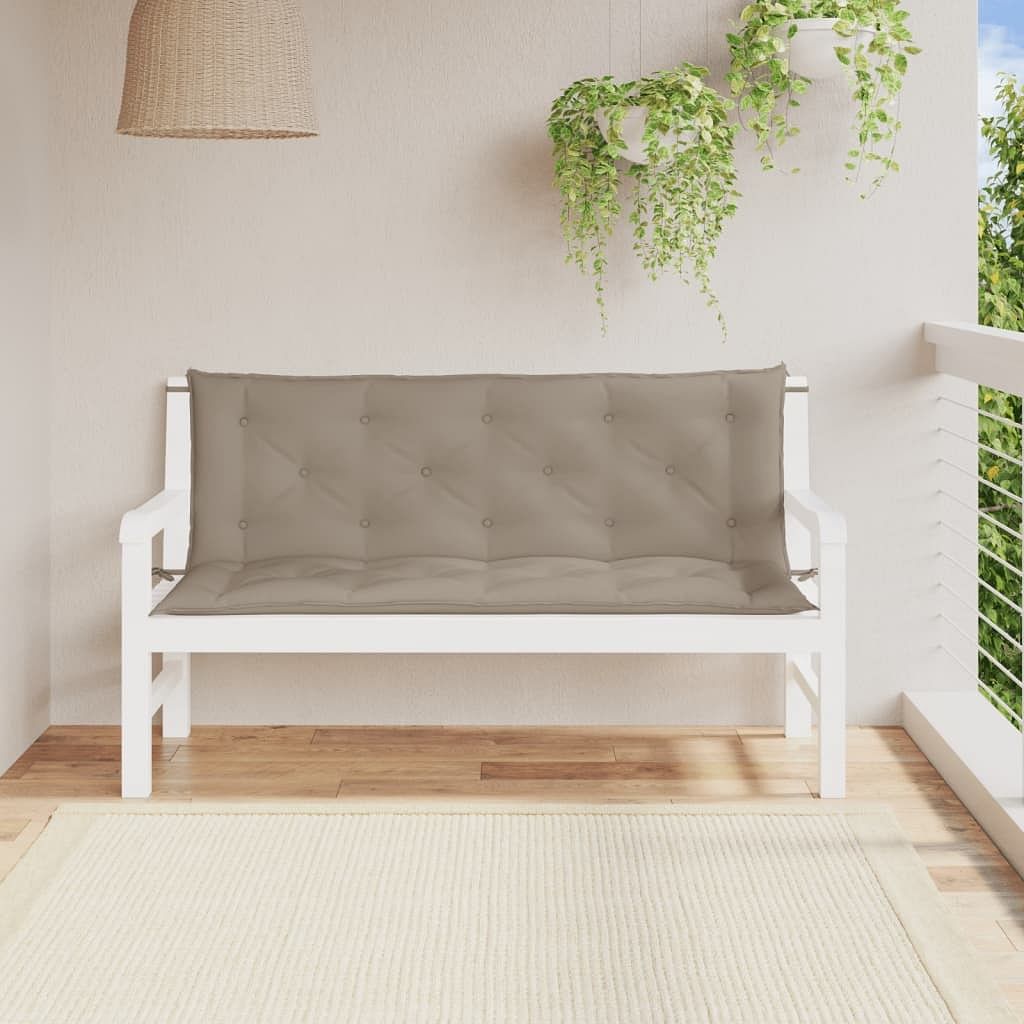 Garden bench cushion set of 2 taupe oxford fabric (100% polyester)