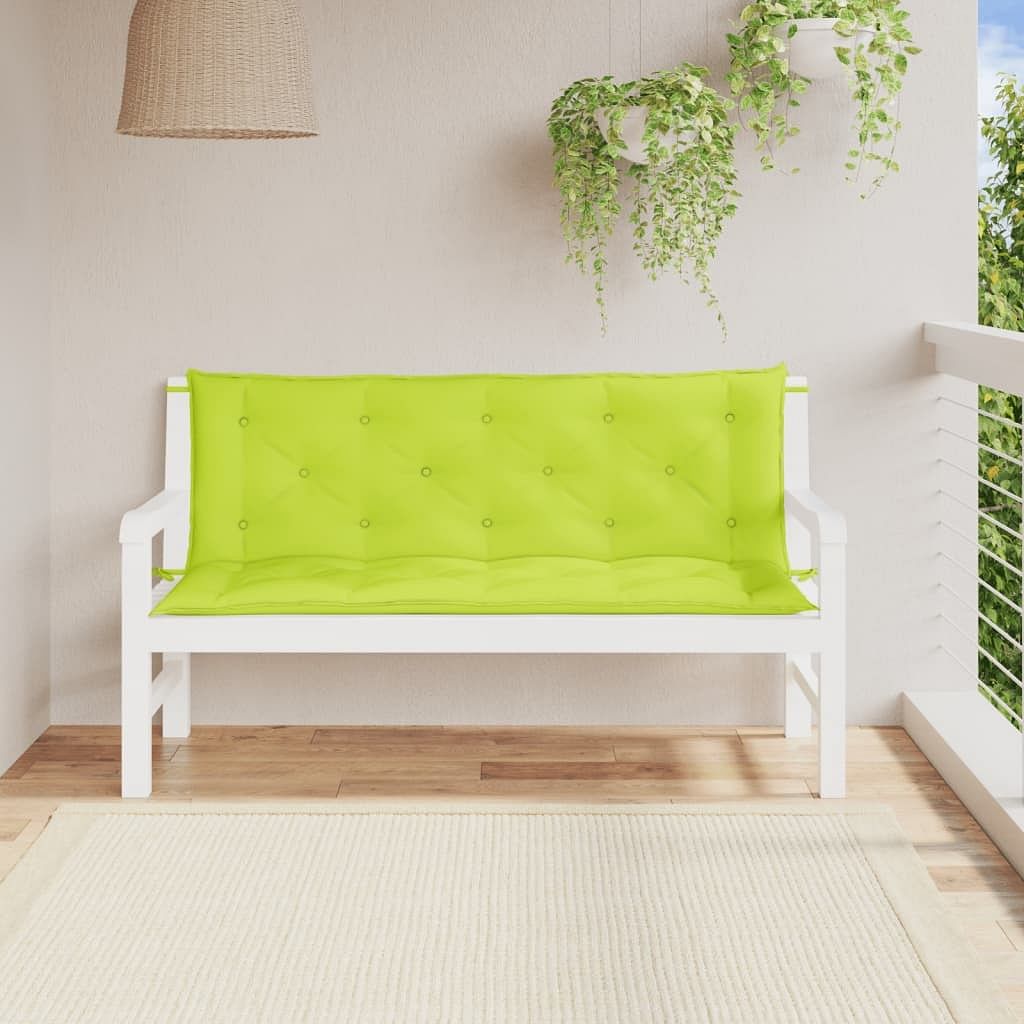 Garden bench cushion set of 2 bright green