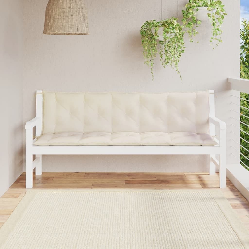 Garden bench cushion set of 2 cream white