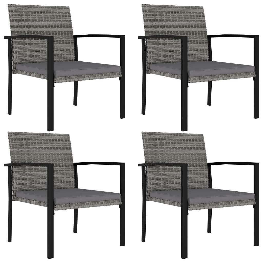 Dining chair set of 4 grey poly rattan, steel, polyester standard