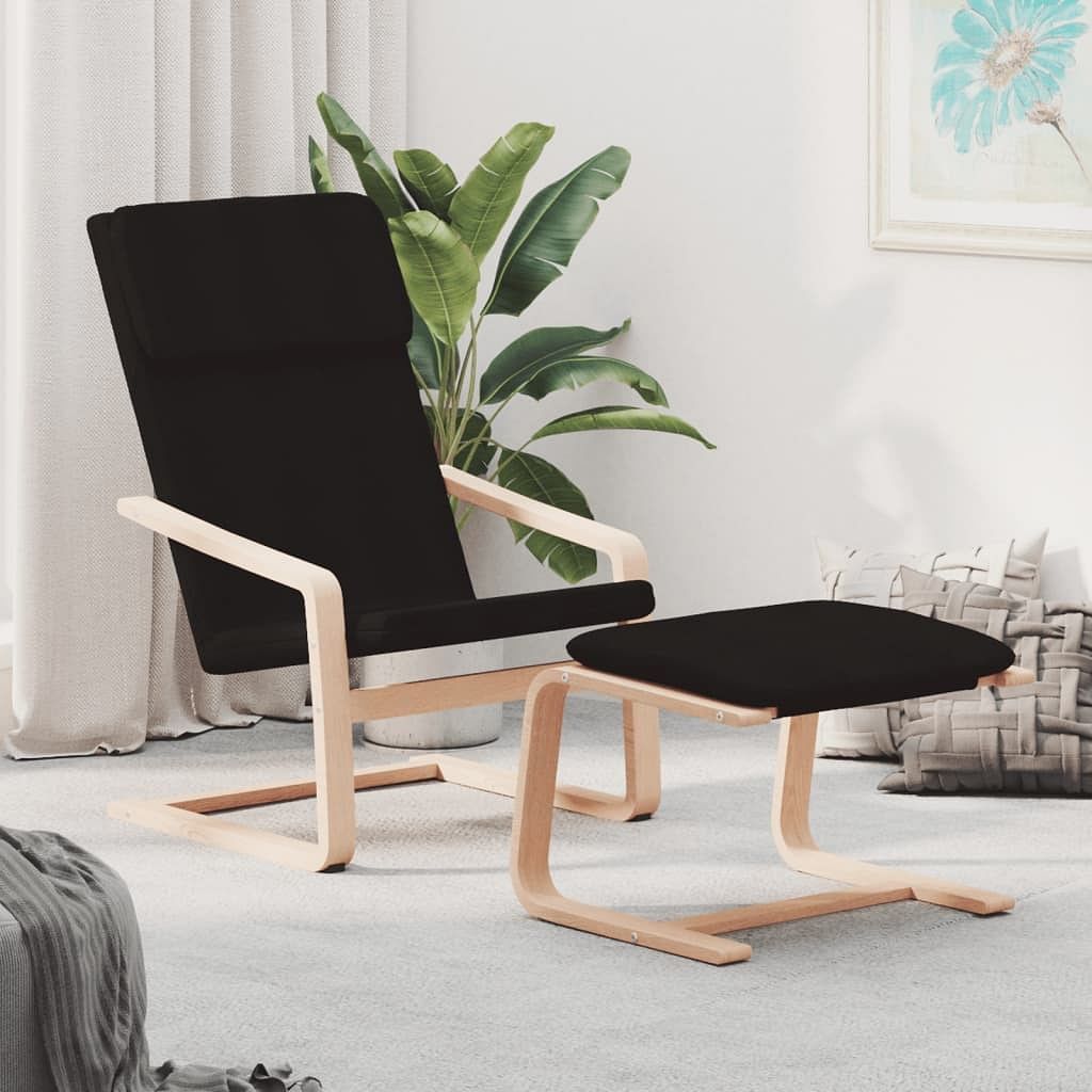 Relaxing chair with footstool black