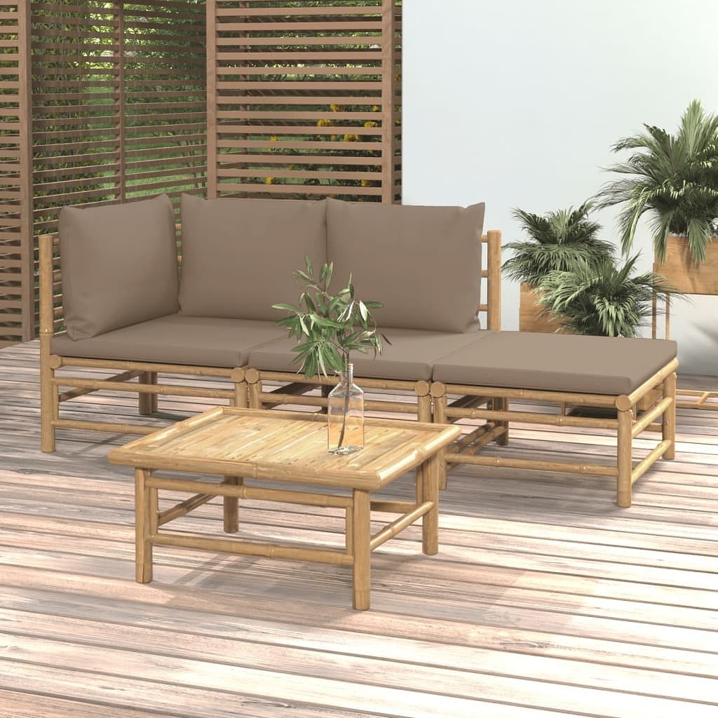 Garden lounge set taupe bamboo medium modular garden lounge set
