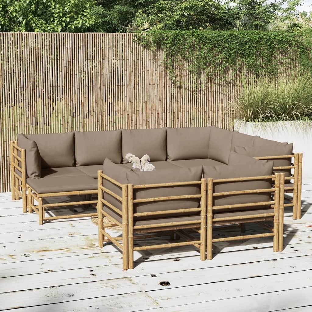 Garden lounge set taupe bamboo large modular garden lounge set