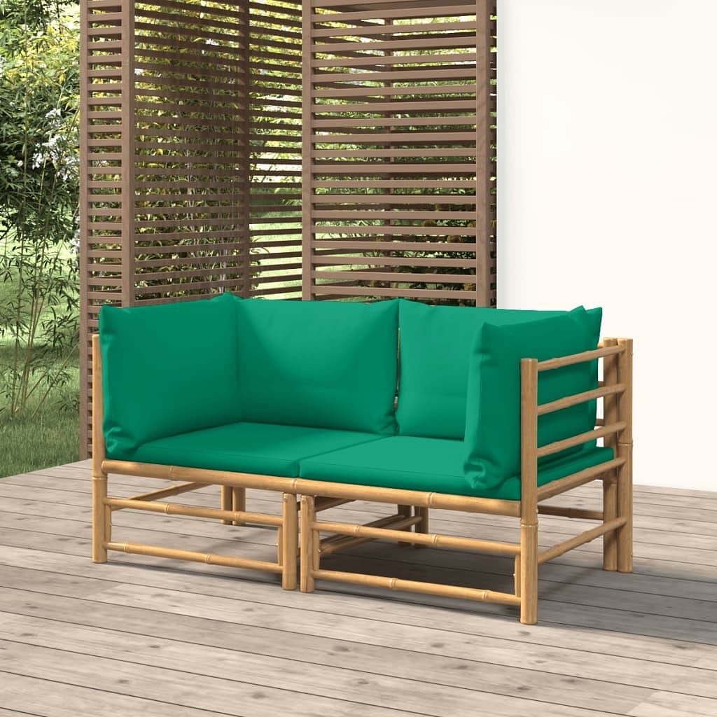 Garden corner sofa bamboo, green bamboo, polyester modular