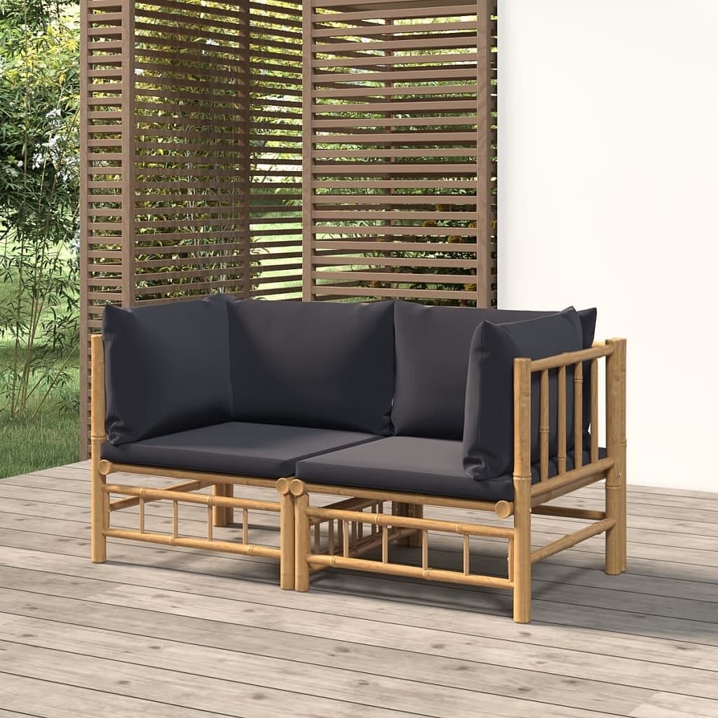Garden corner sofa dark grey bamboo medium modular