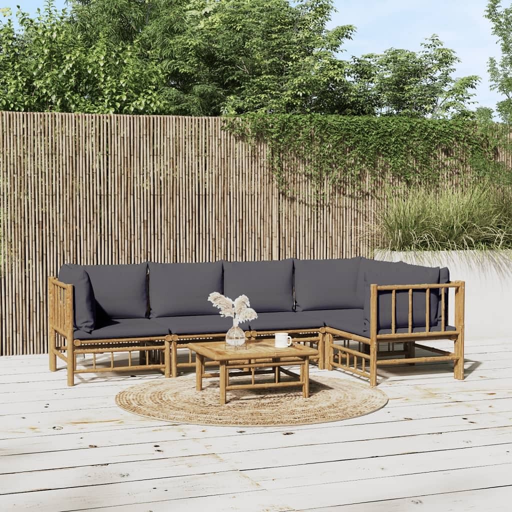 Garden lounge set dark grey bamboo with a natural oil finish