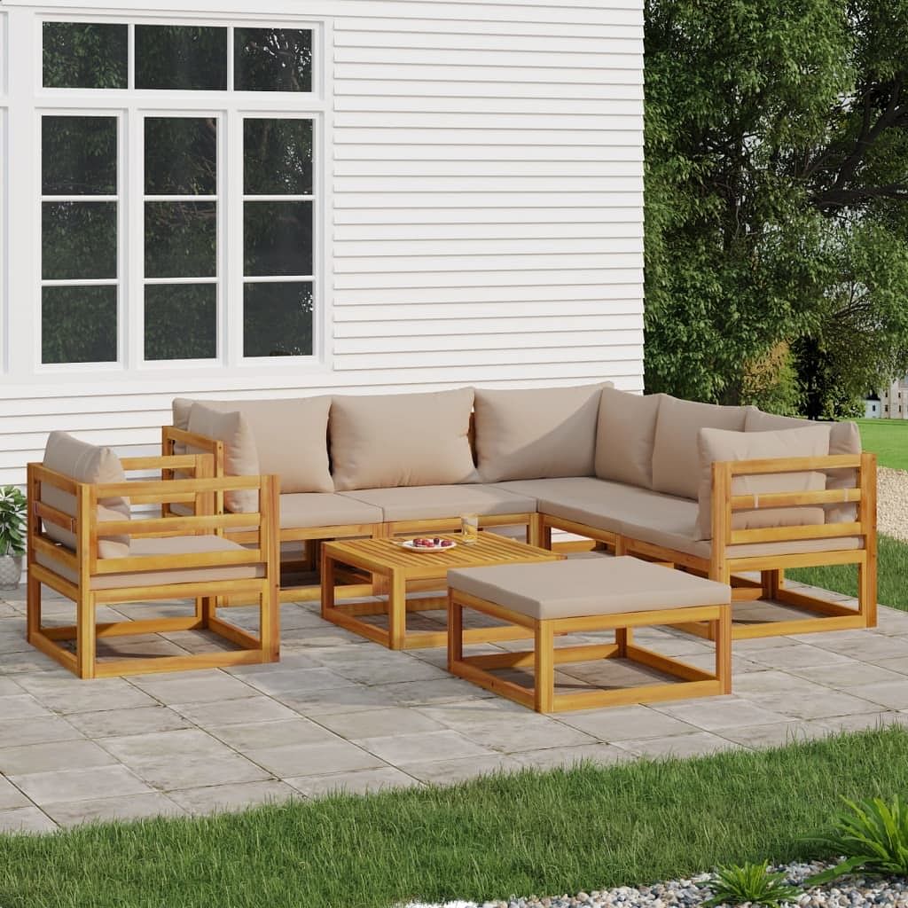 Garden lounge set taupe, natural wood