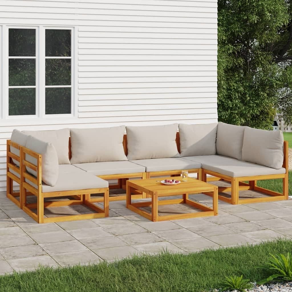 Garden lounge set light grey solid acacia wood large modular