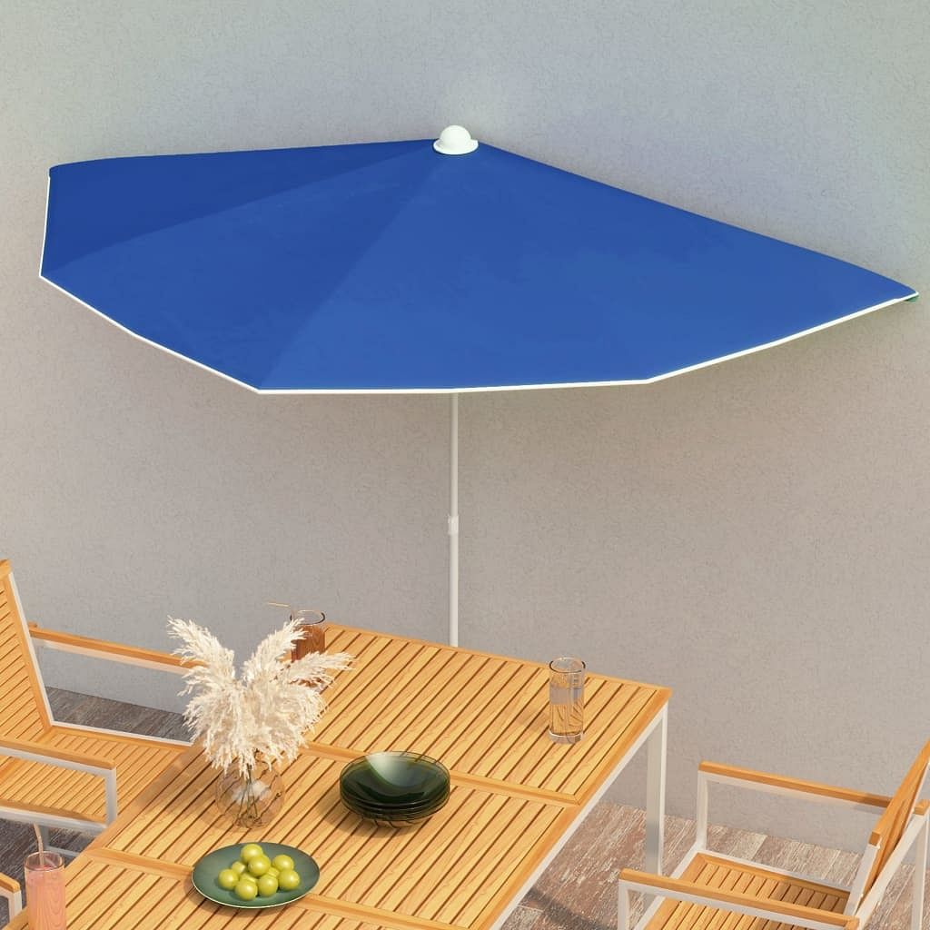 Garden parasol azure blue 100% polyester, steel 70.9 x 35.4 in