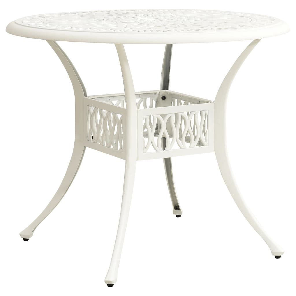 Garden table white cast aluminum medium durable garden table
