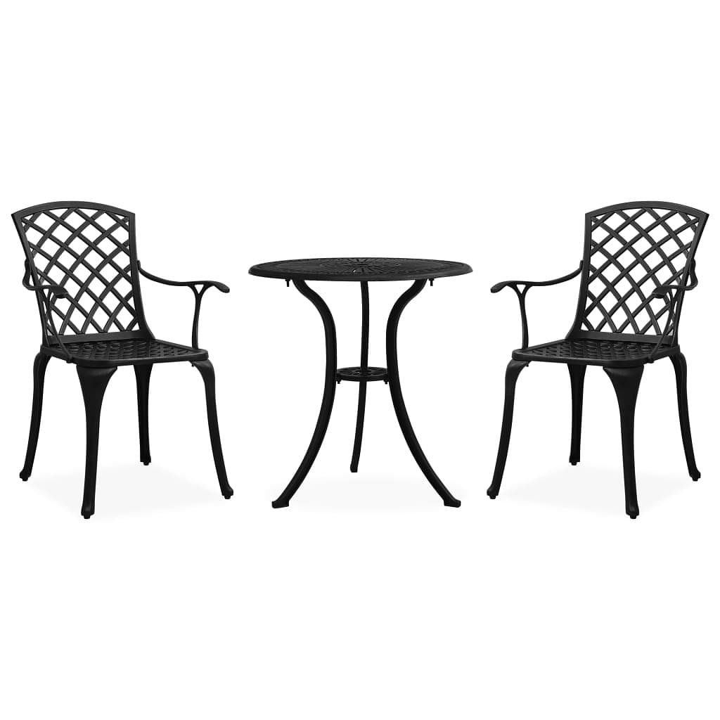 Bistro set black cast aluminum three-piece set durable