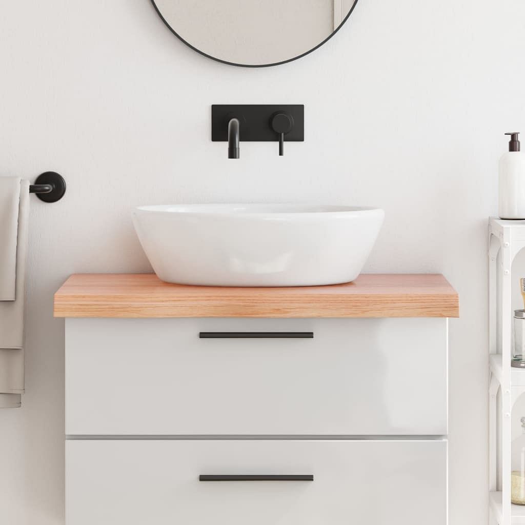 Bathroom countertop light brown 31.5"x19.7"x(0.8"-2.4") treated solid wood