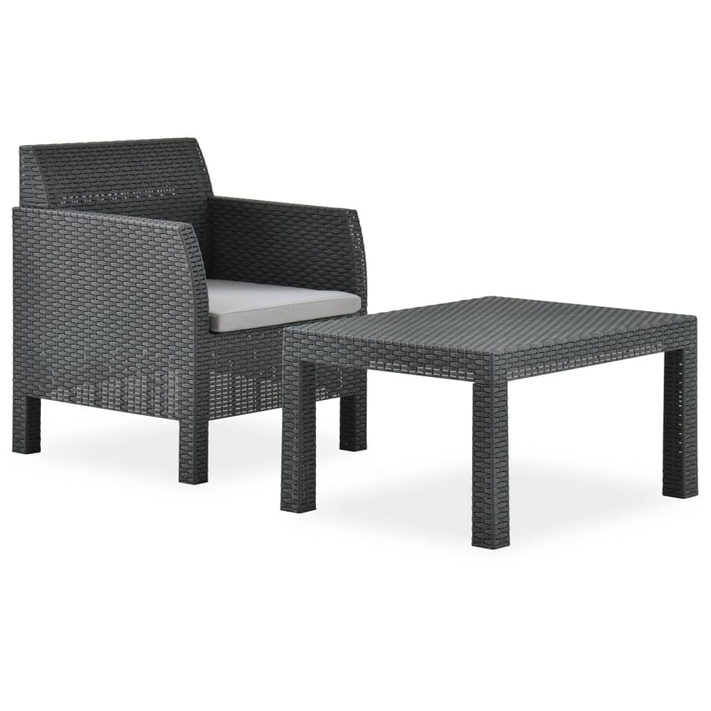 Garden lounge set anthracite polypropylene compact