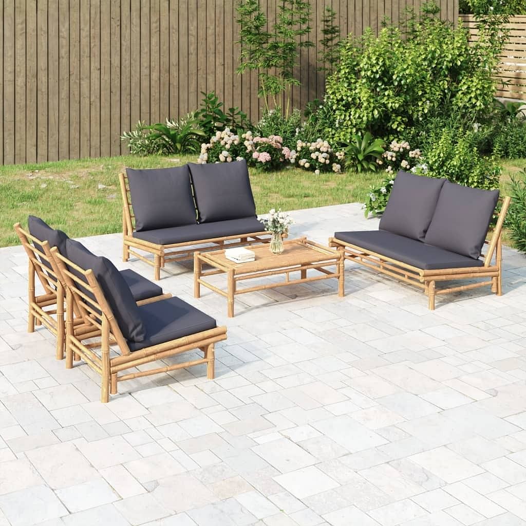 Garden lounge set dark grey, bamboo bamboo medium modular