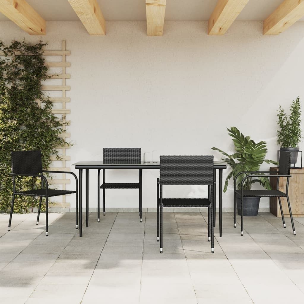 Garden dining set black