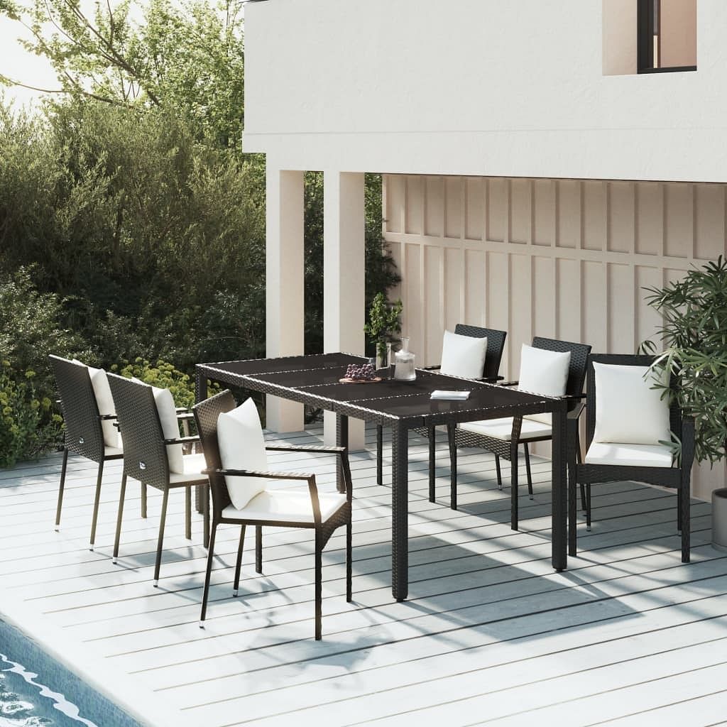 Garden dining set black and cream white