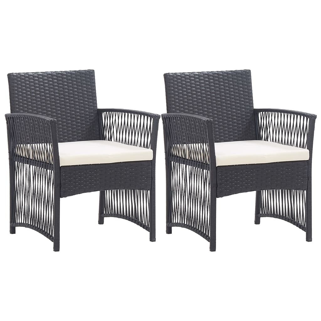 Garden armchair set of 2 black powder-coated steel, poly rattan