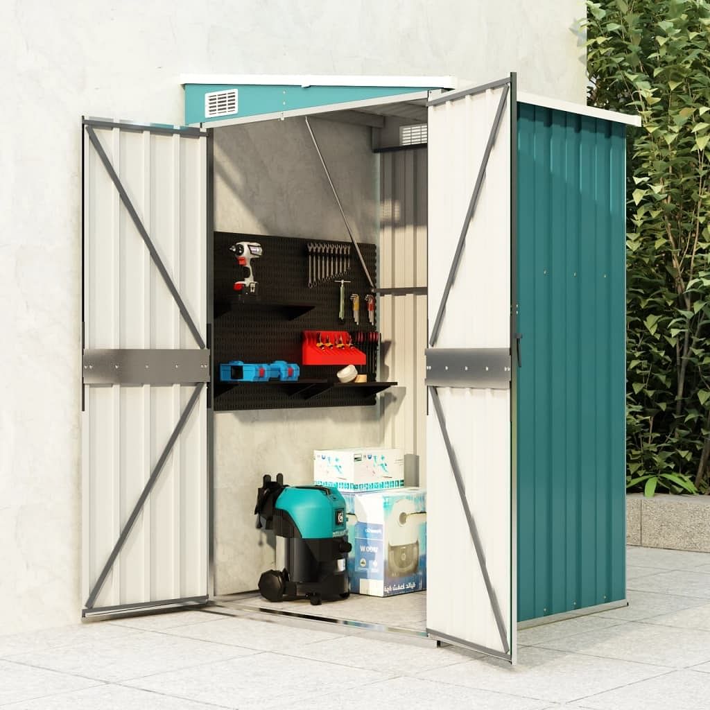 Garden shed green galvanized steel medium garden shed