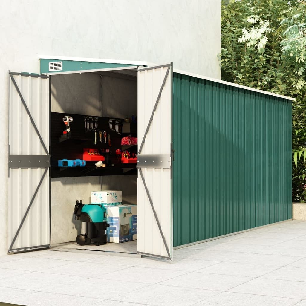 Garden shed green galvanized steel and metal large garden shed