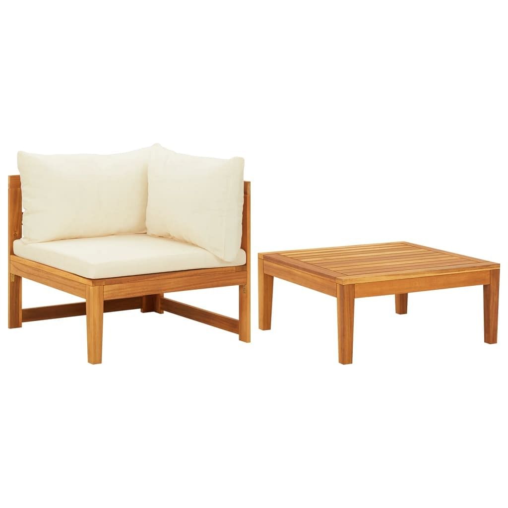 Garden lounge set cream white solid acacia wood medium durable