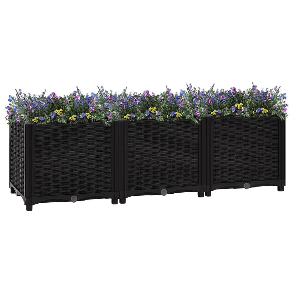 Raised bed black polypropylene 47.2x15.7x15.0 in durable
