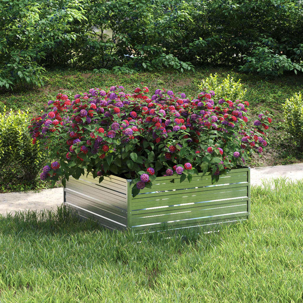 Garden raised bed silver galvanized steel 39.4x39.4x17.7 in