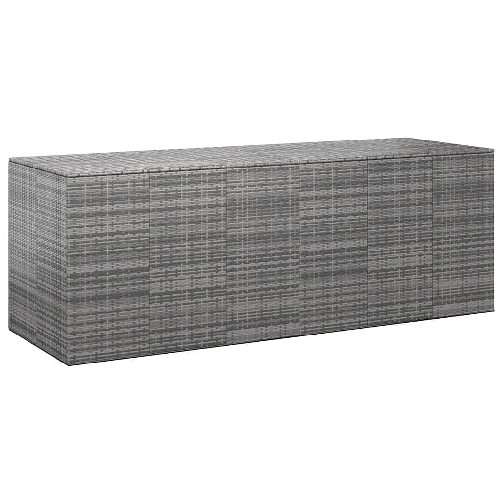 Cushion box grey pe rattan, powder-coated steel large cushion box