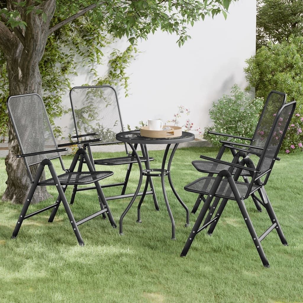 Folding garden chair set of 4 anthracite