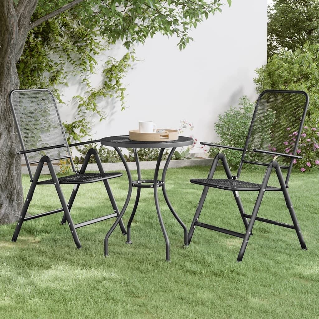 Garden table anthracite expanded metal mesh compact durable