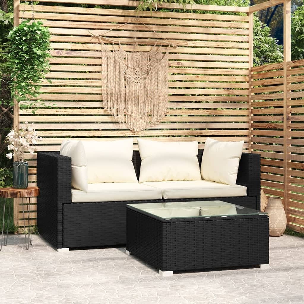 Garden lounge set black, cream