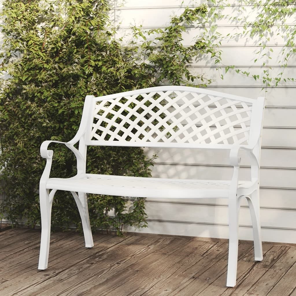 Garden bench white cast aluminum, cast iron medium durable