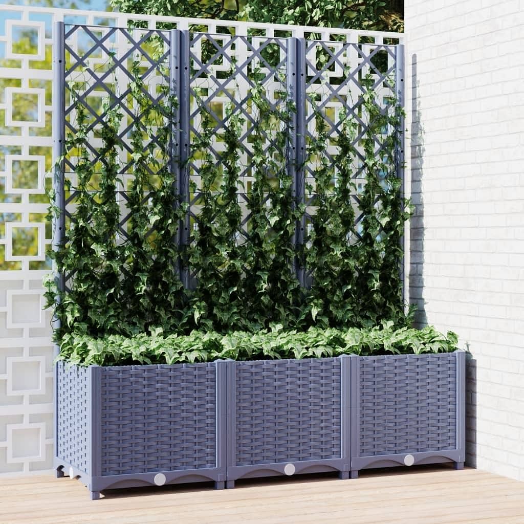 Garden planter blue grey polypropylene large durable