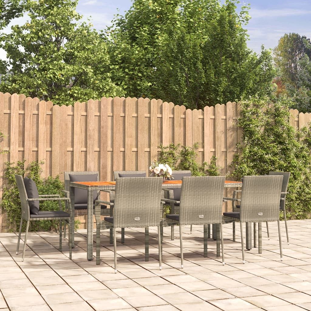 Garden dining set grey pe rattan 9 piece set modular