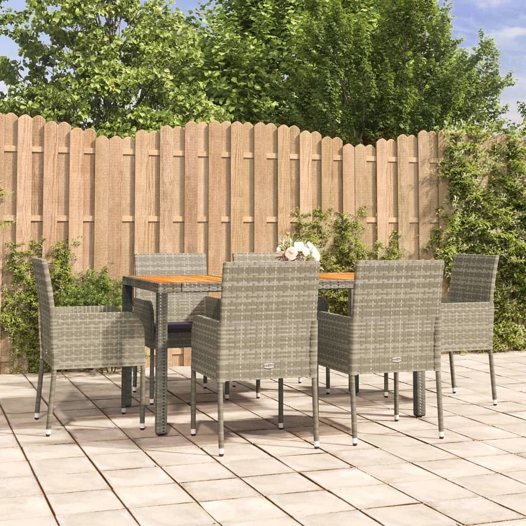 Garden dining set grey pe rattan suitable for six individuals
