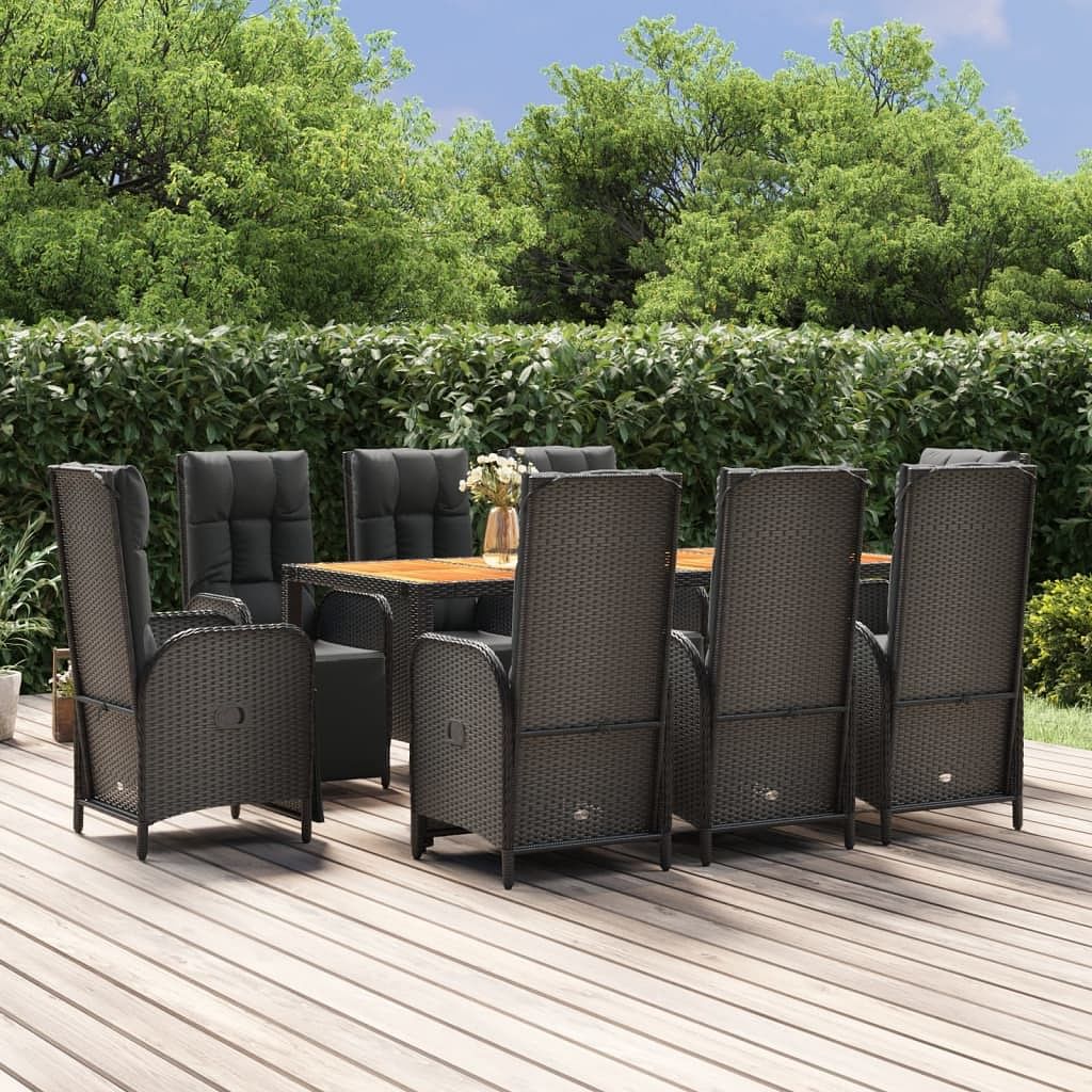 Garden dining set black