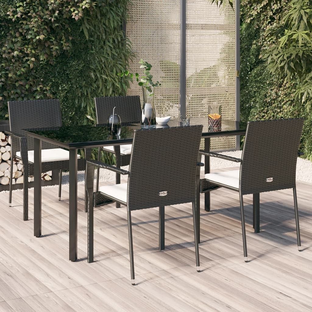 Garden dining set black, cream white