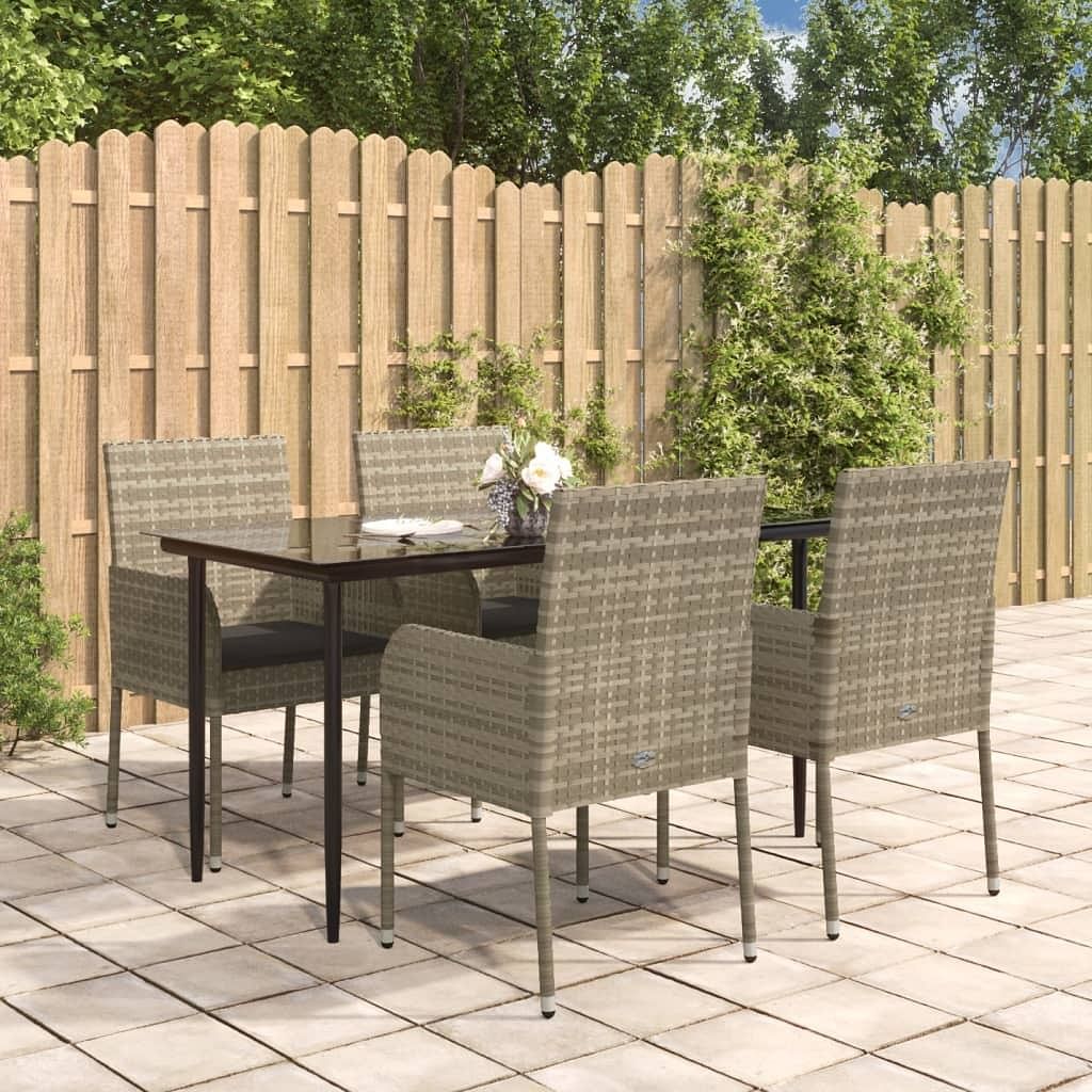 Garden dining set black and grey pe rattan medium modular